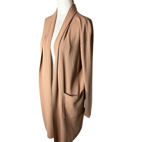 Mod Ref Tan Cardigan with Relaxed Duster Length pockets  size Small - Picture 2 of 11